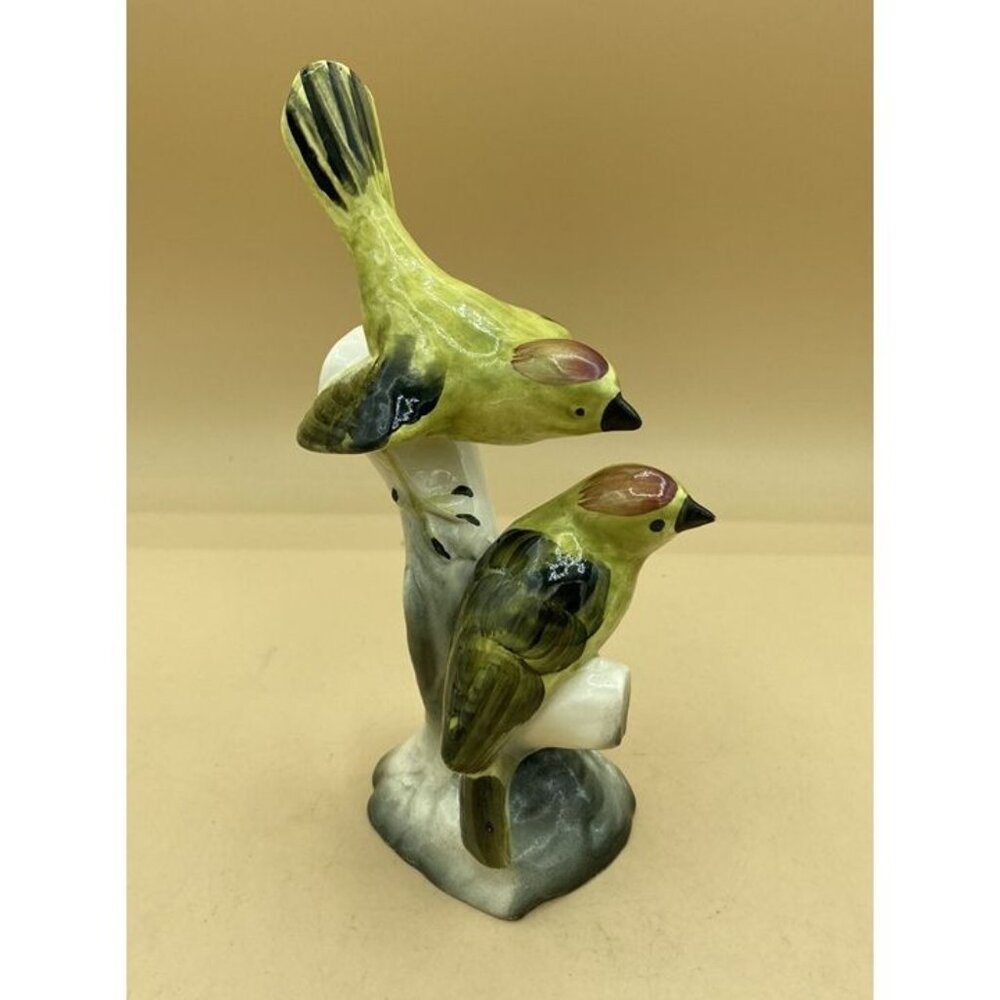 Maddux of California Pottery Two Yellow Parakeets Figurines Vintage 8.75”
